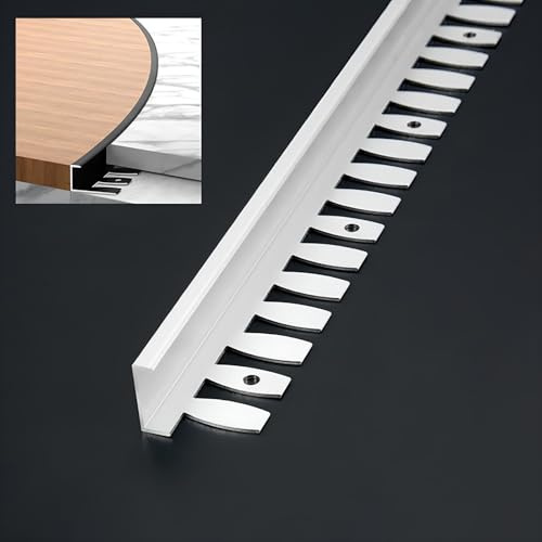 Raouoae Biegbar Abschlussprofil Für Treppen 135cm 2 Stück Eloxiertem Aluminium C-Form Profil Übergangsprofil Abschlussprofil Sicherheit Und Stil Vereint(Weiß,Hoch: 5.5mm)