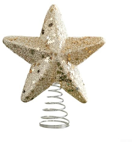 Funkelnder Paillettenstern mit fünf Spitzen für Weihnachtsbäume schaffen eine magische Urlaubsatmosphäre (Gold-S)