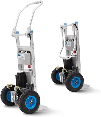 Elektrischer Treppensteigerwagen, Faltbarer Handwagen aus Aluminiumlegierung zum Treppenauf- und -absteigen mit Einer Last von 200 kg, arbeitssparend mit bürstenlosem 600-W-Motor/Silber/48 V