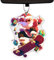 Schlüsselanhänger Weihnachtsmann Skateboard, Anhänger Weihnachtsmann Skateboard – Weihnachtsornament für Schlittschuher, flach, Acryl, Taschenanhänger für