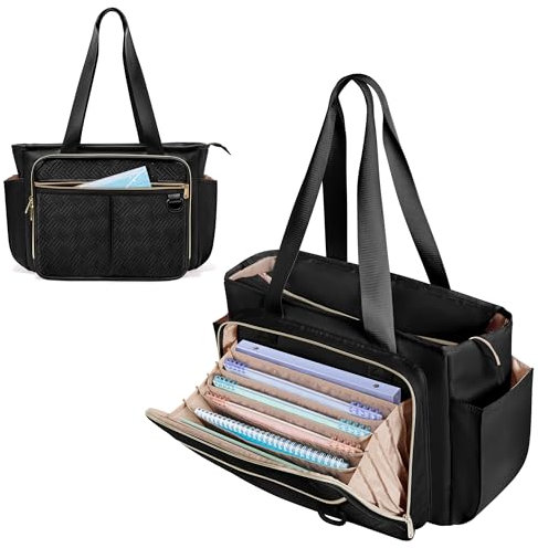 Prokva Sac Fourre-tout d'infirmière pour Femme, Sac Clinique d'infirmière avec Organiseur de Dossiers en Accordéon, Accessoires d'infirmière pour le Travail et les Soins de Santé à Domicile, Noir