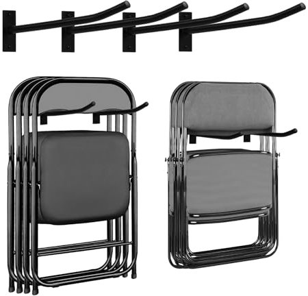 MEIPEIQIZHI Garage Storage Mechanism Wall Mounted, Folding Chair Storage Rack,Garden Tool Rack Manager Heavy-Duty Folding Chair, Suitablefor Car Tires, Ladders, Chairs, Strollers (Black (2-Pack))
