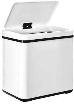 WELL HOME - Cubo de basura inteligente SIN patas con apertura automática y contacto manual 30L, 35,5x26x60cm color Blanco