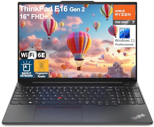 Lenovo ThinkPad E16 G2 16 FHD+ Business Laptop Computer, AMD 8-Core Ryzen 7 7735HS (Beat i7-1355U), 32GB DDR5 RAM, 1TB PCIe SSD, WiFi 6E, tastiera retroilluminata, lettore di impronte digitali