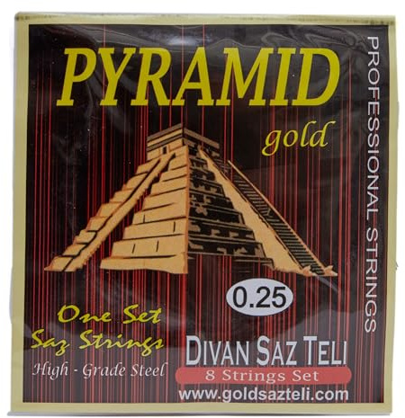 Pyramid Divan Saz Saiten 0,25, High Tension Set, 8 Stahlsaiten, satter Ton