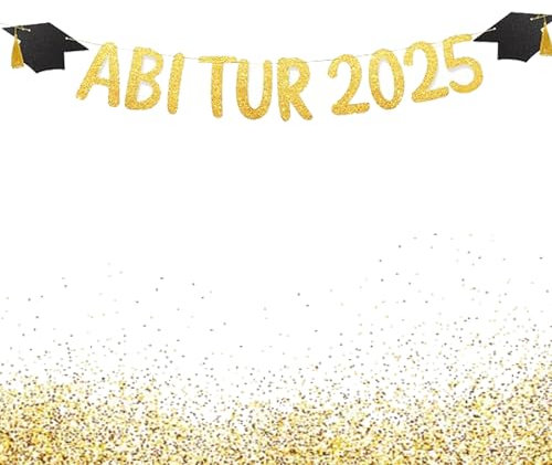 Abi 2025 Deko,Abitur Girlande Gold Banner Dekoration,Zum Bestanden Abschluss Mit Buchstaben Plakat Topper,Graduation Charms Dekorationen,Personalisiert Matura Abschlussfeier Gebetter für Tortendeko