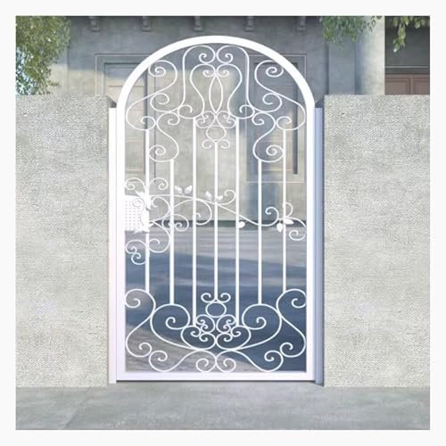 XILYZMO Metalltor-Bausatz Für Den Außenbereich, Sondergröße Gartentor Mit Gewölbtem Dach Sicherheitstür Mit Vorhängeschloss Hochleistungs-Dekoratives Zauntor Einfahrtstor(130x150cn)