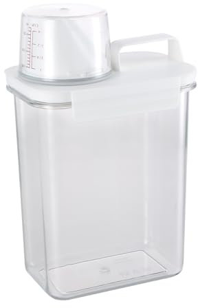 Culinavog Dispensador de Detergente Lavadora, 1800ml Transparente Contenedor Detergente con Taza Medidora, Dispensador de Detergente en Polvo, para Detergente en Polvo y Líquido