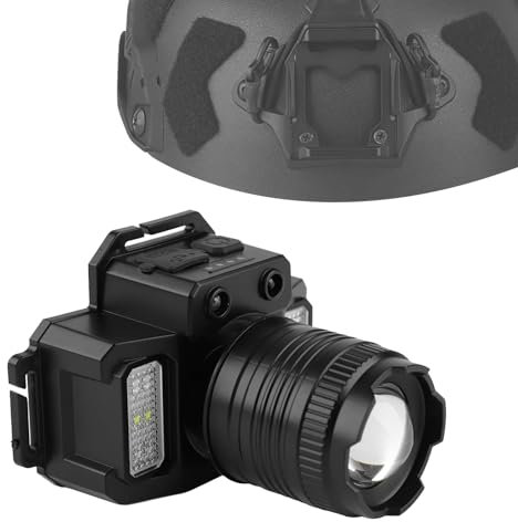 Intelligent Sensing Fast Helmet Light, Outdoor Tactics Strong Lamp Searchlight, Rotary Zoom Lighting Flashlight for Camping Working Running Fishing