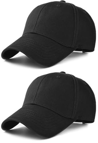 SEFIRST 2 Pezzi Cappello Uomo, Cappellino con Visiera Uomo, Cappellino da Baseball Unisex, Cappello Donna Estivo per Berretto da Tennis da Golf Sportive, cap Cotone Regolabile - Adulto (Nero)