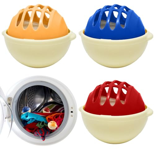 Chuanhylis 3pcs Laundry Balls, Reusable Pet Hair Remover Washing Machine, Pet Hair Remover for Laundry, PP Material Dog Hair Remover Washing Machine for Laundry Bedding Clothes