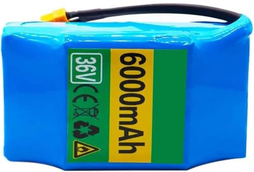 Batteria per bici elettrica 36V 6Ah, pacco batteria al litio 10S2P impermeabile con scheda di protezione, batteria per bicicletta elettrica 36V, per motori da 200W, 500W e 800W, scooter elettrico