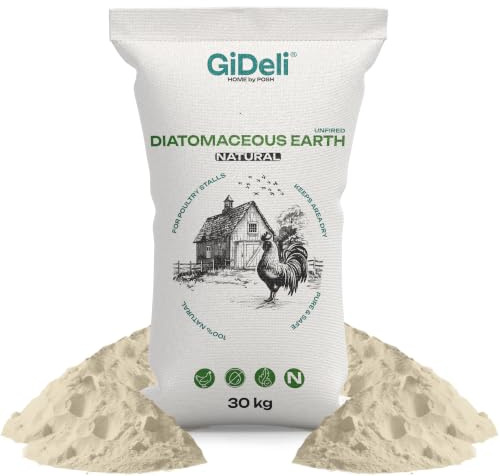 GiDeli Kieselgur für Hühner & Garten 30 kg - Diatomeenerde Naturpulver | hohe Absorption, als Einstreuzusatz, fürs Staubbad, ungebrannt & ohne Zusätze, für Stall und Beet