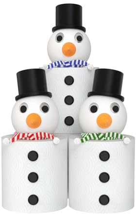 BaaHaus 3 Snowman Toilet Roll Holder – Free Standing Loo Roll Storage – 3D Printed Cute Bathroom Decor – Hilarious Plastic Tissue Paper Holder – Novelty Gift for Home, Kids & Guests (3)
