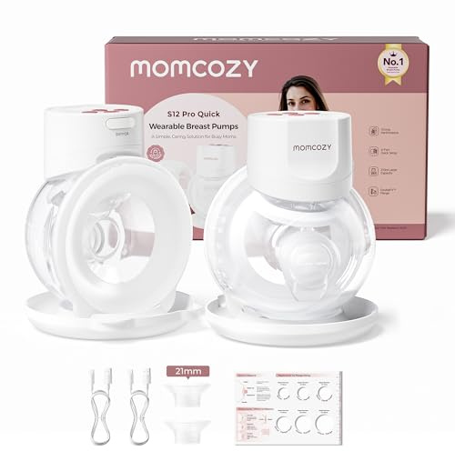 Momcozy S12 Pro Quick Wearable Breast Pump, Hands-Free Double Pump, White | Features DoubleFit Hybrid Flange, 3 Modes, 9 Levels, Long-Lasting Rechargeable Battery, LED Display & Easy 4-Part Cleaning