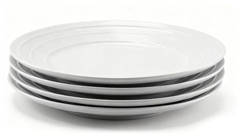 suaywo White Dinner Plates Set of 4 Dessert Plates Small Dinner Serving Dishes Set 8.5 inches Dishwasher Microwave Safe Crockery for Weddings, Birthdays, Picnics, Barbecues, Parties