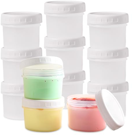 HMCEY 12 PCS Petite Boite Plastique Alimentaire avec Couvercle 160 ML,Mini Boite Congelation Alimentaire,Boites de Conservation Sauce,Pot de Conserve à Encas,Récipient Rangement Cuisine Empilables