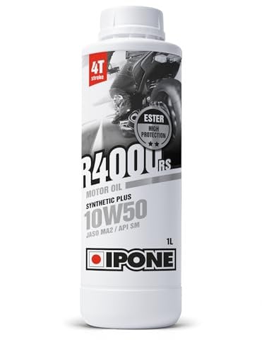 IPONE - Huile Moto 4 Temps 10W50 R4000 RS - Semi-Synthétique - Haute Performance pour les motos de Route - Résistance Exceptionnelle à l'Usure - Protection du Moteur et de la Boîte de Vitesses - 1L