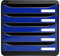 Exacompta - Ref 3097203D - BIG-BOX PLUS Desktop Drawer Set - 5 x 43mm Drawers, Suitable for A4+ Documents, 347 x 278 x 271mm, 100% Recycled Plastic - Black/Glossy Ocean Blue