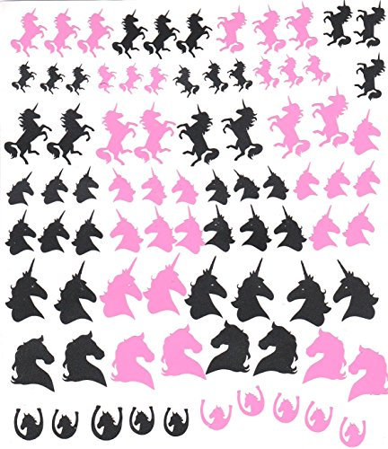 Unicorn Collection (# Unicorn Press on nail Stickers ~ Black and Pink #)