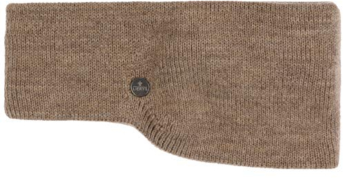 LIERYS Mono Classic Stirnband Damen/Herren (7,5 cm breit) - Made in Germany - Ohrenwärmer gefüttert mit Fleece - Strickband One Size (55-60 cm) - Headband mit Futter Herbst/Winter beige One Size