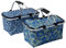 Ribelli Tragekorb, Einkaufstasche mit Henkeln, Tragetasche in Zwei trendigen Designs, 48 x 28 x 24cm, Henkelkorb mit Abdeckung, blau Gemustert