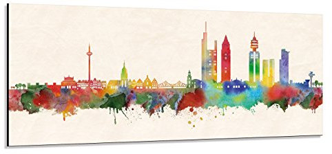 Acrylglas Wandbild Frankfurt Skyline/Panorama - Acrylglas mit Alu-dibond-Aufhängesystem - Farbe (div. Größen) - Kunst Druck auf Acrylglas 50x140cm