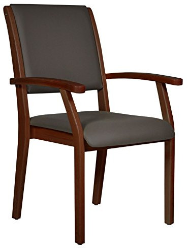 DEVITA - Seniorenstuhl Pflegestuhl Kerry - in Buche dunkel gebeizt - Verschiedene Sitzhöhen wählbar von 43 cm bis 55 cm (46 cm Sitzhöhe, Holz: Buche dunkel gebeizt - Bezug: 144 Microfaser Sand)