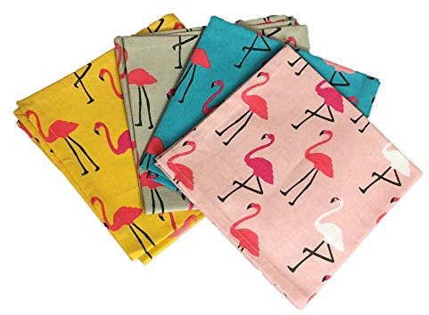 Dexam 16151219 Lot de 4 serviettes de table en coton Motif flamants roses Multicolore