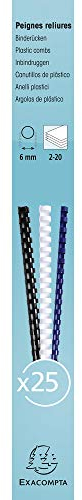 Exacompta - Réf. 76101E - Boîte de 25 reliures spirales en PVC noir 6 mm - permet de relier 2 à 20 feuilles de 80g format A4 ou A3 paysage - convient pour tout type de machine à relier à anneaux