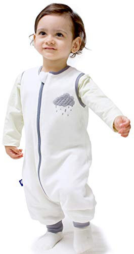 Enfant Automne Hiver Printemps en Pyjama à Manches Amovible Couvertures avec Pieds Gigoteuse Bébé sans Manches pour Sac de Couchage - Age Adapté 1-4 Ans Blanc/M