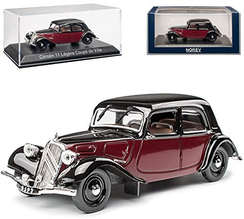 Citroen 11 Legere Coupe De Ville Limousine Schwarz Braun 1/43 Norev Modell Auto mit individiuellem Wunschkennzeichen