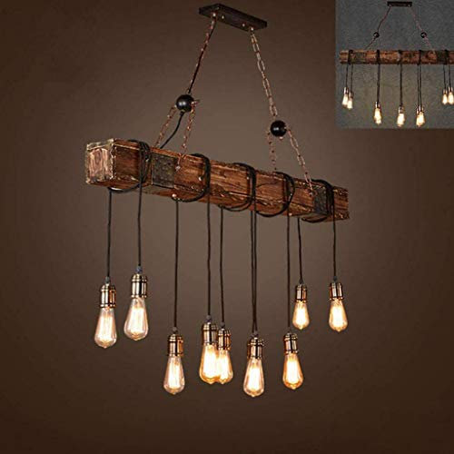 Anhänger Holz Pendelleuchten Retro Hängeleuchten Industrieller Stil Kreative Nostalgie Lange Kronleuchter E27*6 Höhenverstellbar Restaurant Lampe Schlafzimmer Schlafzimmer Cafe Bar Kronleuchter