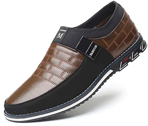 COSIDRAM Mens Casual Shoes Dress Sneakers Slip on Lightweight Brown 7