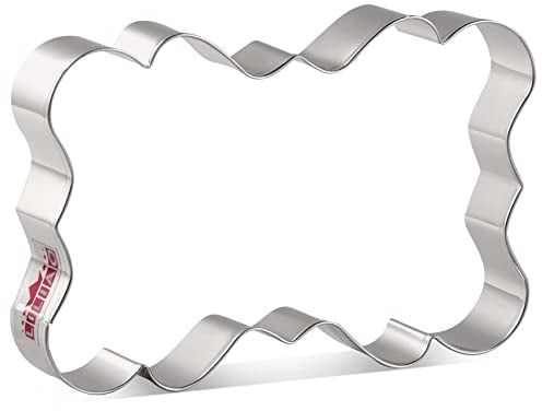LILIAO Large Rectangle Fancy Plaque Cookie Cutter Frame Sandwich Fondant Biscuit Cutter - 5 x 3.6 inches - Stainless Steel - by Janka
