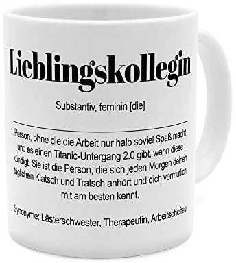 Tasse mit Definition Lieblingskollegin - Tasse mit Spruch, Wörterbuchtasse, Geschenktasse, witzig, Kaffeebecher, Becher, Kaffeetasse - Farbe Weiß