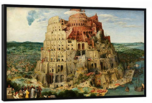artboxONE Poster mit schwarzem Rahmen 90x60 cm Natur Der Turm zu Babylon - Bild Pieter Bruegel der ältere