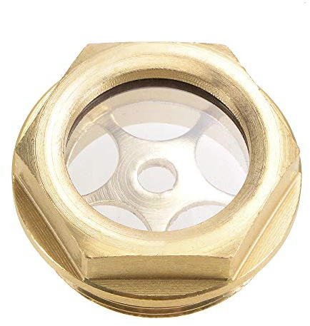 sourcing map Niveau D'Huile Compresseur D'Air Jauge Laiton M33x1,5 Jaune | Bouchon Voyant D'Huile Indicateur Liquide Verre Vue Voyant Raccord, À Filetage Mâle, Avec Joint Torique
