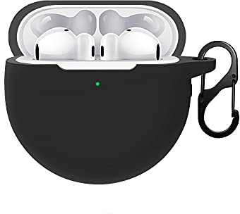 BoLuo Case for Huawei Freebuds 4 TWS, Silicone Case with Carabiner, Ultra Slim Portable Shockproof Case Cover for Huawei Freebuds 4 TWS Wireless Bluetooth Earphone (Black)