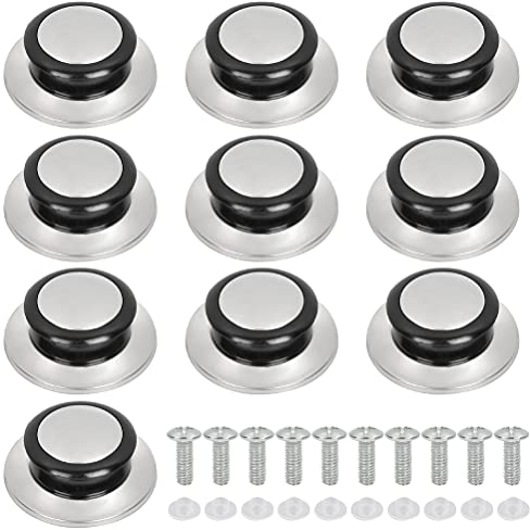 10 Stück Hitzebeständige Topfdeckelknopf Ersatzgriff Universalgriff für Topfdeckel Pfannendeckel Kochgeschirr Topfdeckelgriff aus Edelstahl und Bakelit Ersatzdeckelknöpfe für Home Küche