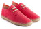 Alpargatas para Hombre de Yute y Tejido Terra. Hecha a Mano. Zapato Casual Tipo Blucher con Cordones Flexible Suave y Transpirable. (Rojo, Numeric_44)