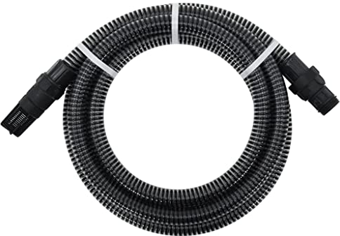 vidaXL Saugschlauch, Gartenschlauch mit PVC-Anschlüssen, Saugschlauchgarnitur Ansauggarnitur für Gartenpumpen Hauswasserwerke, Schwarz 1 4m PVC