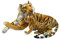 Geschenkestadl Tiger XXL Plüschtier 90cm Mama mit Kind Tigerjunges Kuscheltier Braun Softtier Stofftier