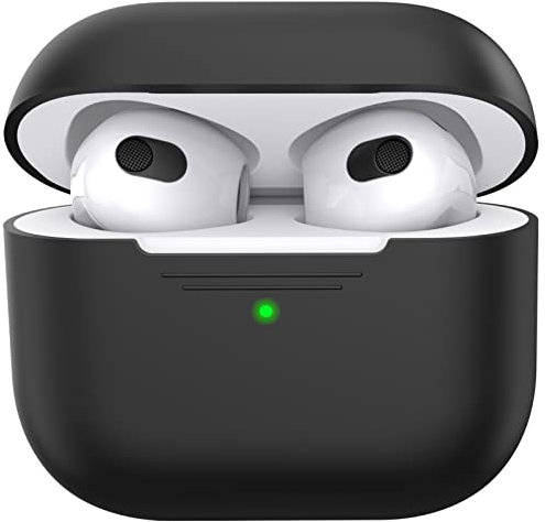 AhaStyle Airpods 3 Case Cover, Soft Silicone Protective Case Compatible with AirPods 3rd Full Body Shockproof Covers for Apple AirPods 3rd Generation 2021 (Black)