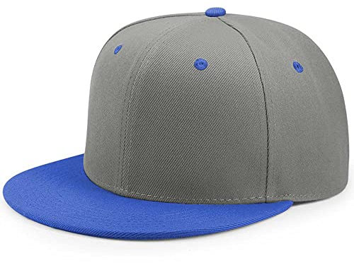 YEKEYI Cappello da baseball unisex con visiera per papà cappello da pesca piatto regolabile Snapback cappello unisex hip hop berretto da baseball, Blugra, taglia unica