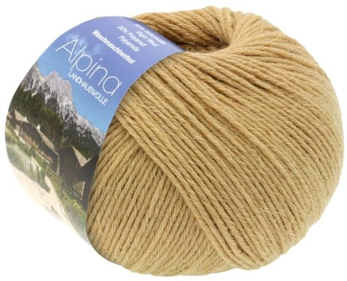 LANA GROSSA Alpina | Landhauswolle und Trachtengarn, waschmaschinenfest | Handstrickgarn aus 80% Schurwolle & 20% Polyamid | 100g Wolle zum Stricken & Häkeln | 210m Garn 63