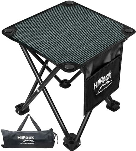 HiiPeak 32cm Portable Folding Camping Stool, Folding Stool, Lightweight Foldable Stool with carrying Bag & Waterproof Pocket, For Camping, Fishing, Hiking, Garden, BBQ, Picnic, Sketching