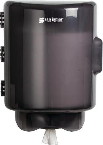 San Jamar Centerpull Handtuchspender, Papierhandtuchspender mit verstellbarem Trichter für Badezimmer, Küche und Restaurants, Kunststoff, 34 x 27 x 26 cm, Schwarz