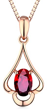 Lieson Anhänger Kette Damen, 18K Gold Kette Damen Blume mit Rubin 1.2ct Anhänger Kette Hochzeit Rosegold Charms
