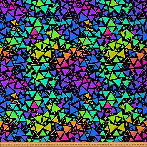 Bunter Geometrischer Stoff Meterware Ombre Regenbogen Neon MöBelstoff Stern Dekostoff Modernes Abstraktes Dreieck Wasserdichter Draussen Stoff DIY Art Polster und Wohnakzente 92 x 150 (HxB)